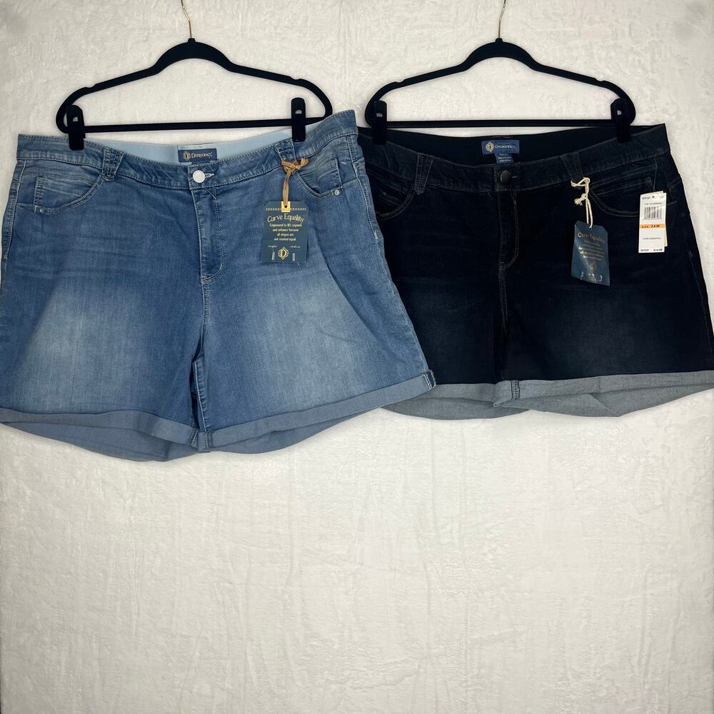 Democracy “Ab"solution‎ Cuffed Jean Shorts 24W Two Pairs New With Tags Blue